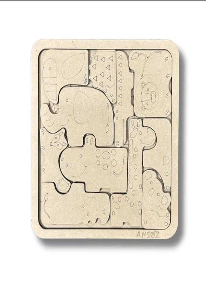 Ansoz Wildlife Animal Puzzle with Colouring Activity, Educational DIY Wooden Toy for Kids - Image 1